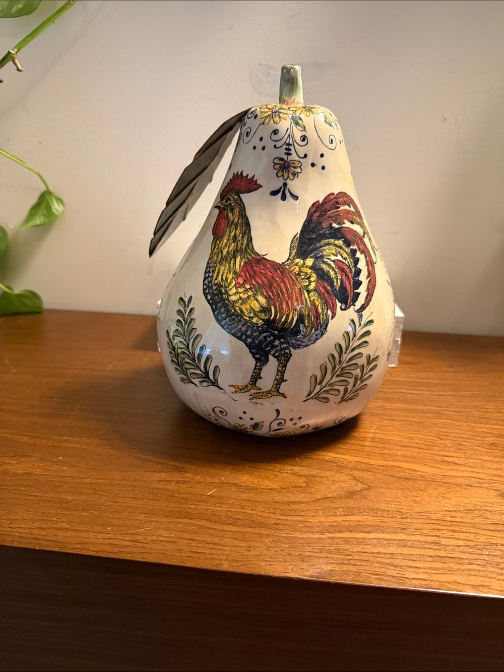 Italian-style hand-painted ceramic decorative pear